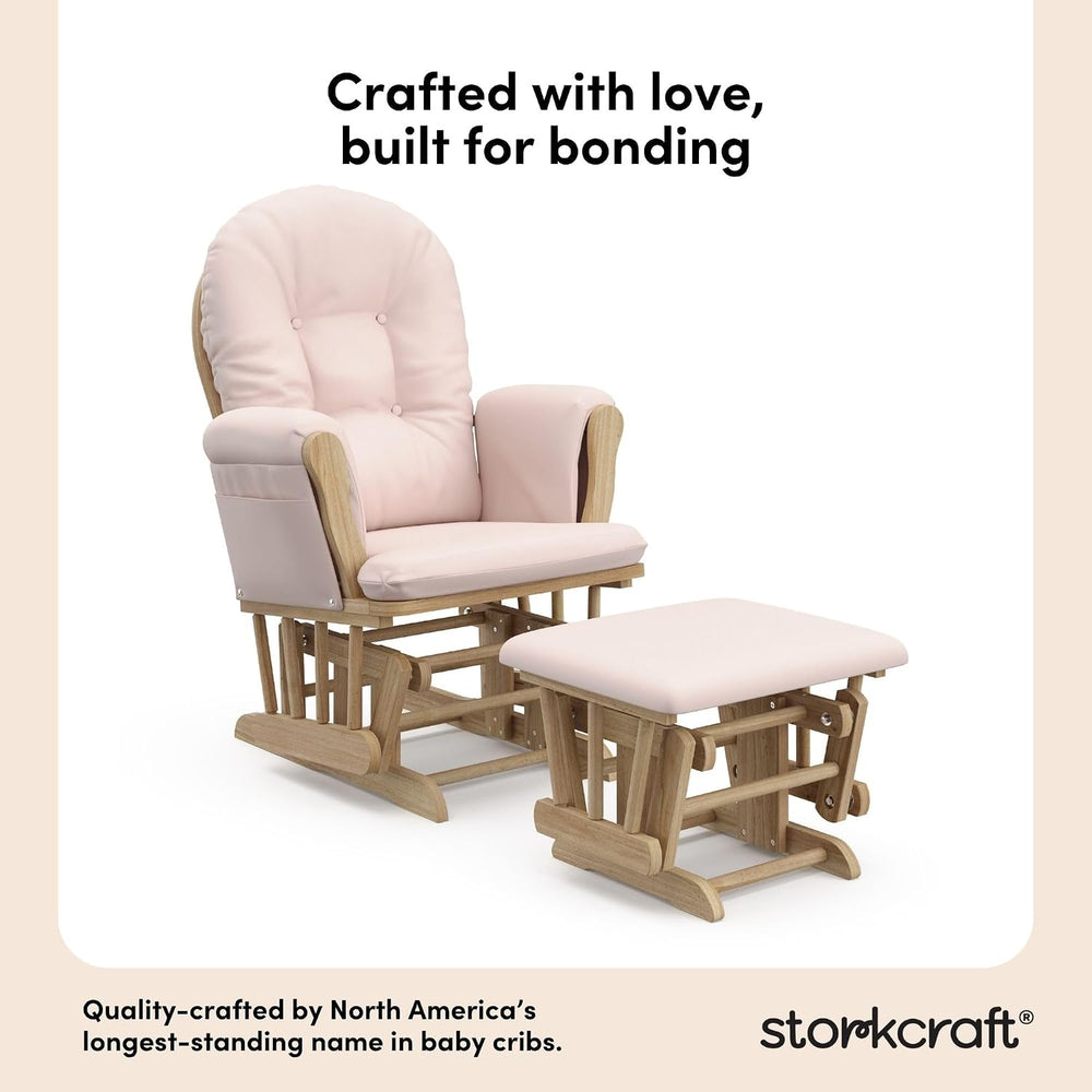 Storkcraft Premium Hoop Glider & Ottoman, Natural/Pink