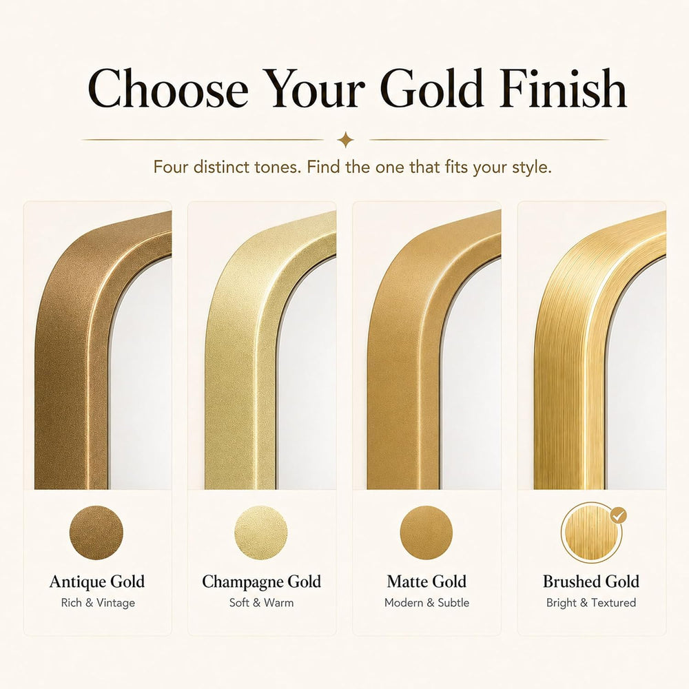 2-Pack 24x36 Inch Brushed Gold Rounded Rectangle Vanity Mirrors