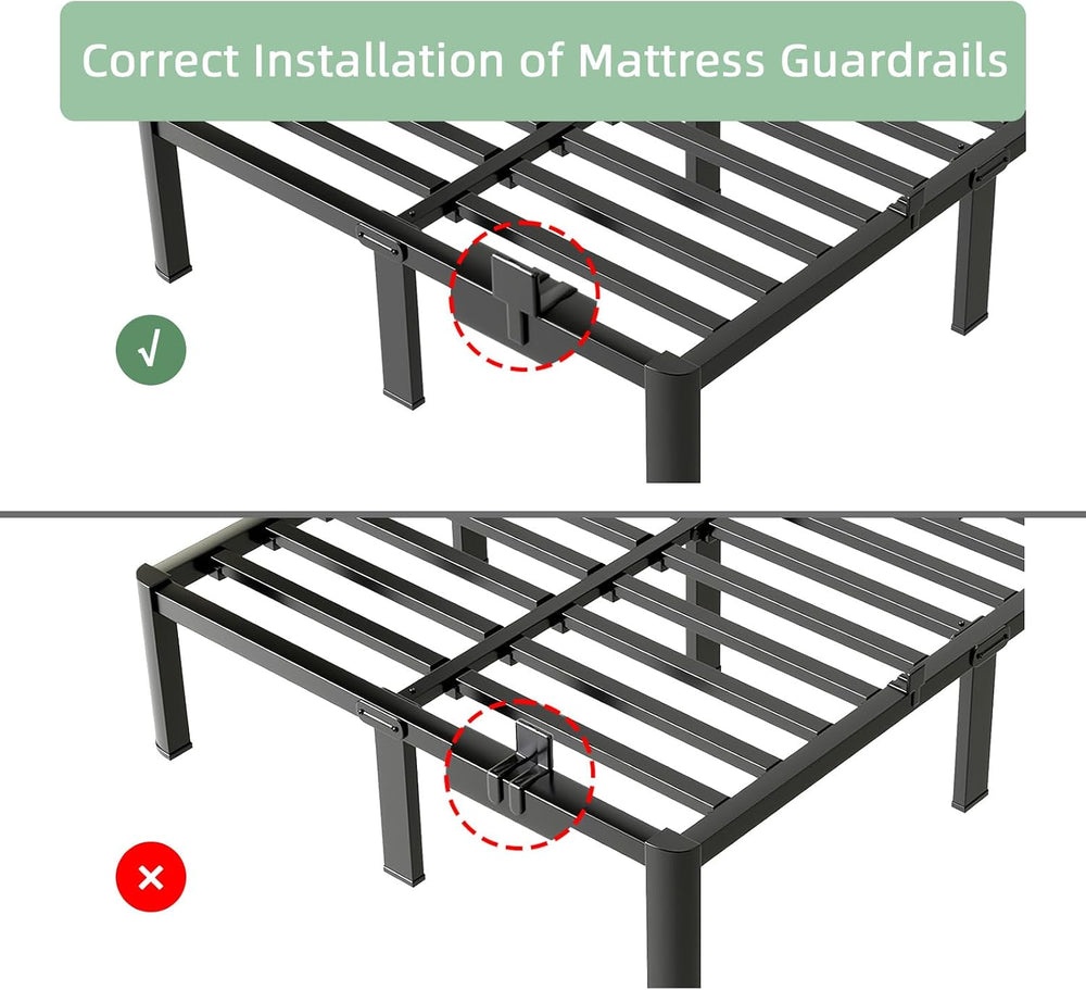 Queen Bed Frame, 14 Inch Heavy Duty Steel Platform, Noise-Free