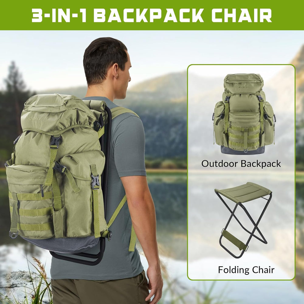 THKFISH Large Capacity Fishing Hunting Backpack Chair with Rod Holder