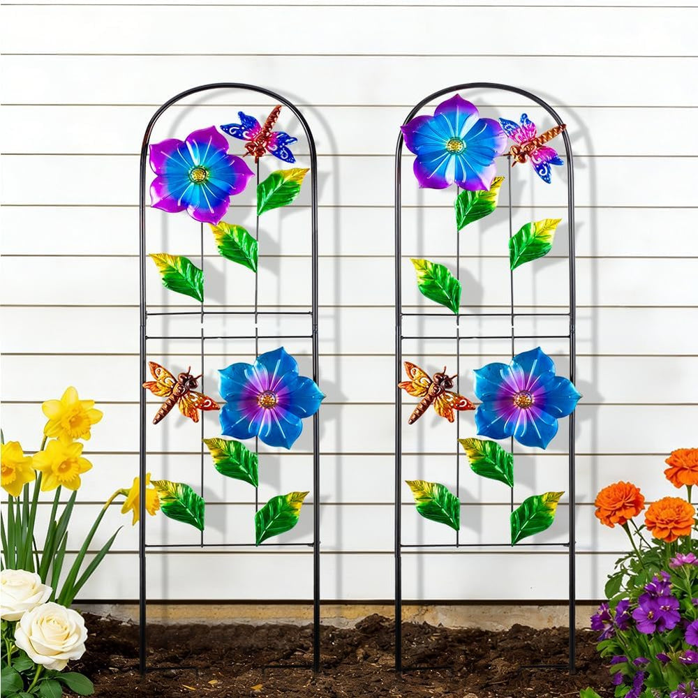 Metal Garden Trellis for Climbing Plants,2 Packs Dragonfly Outdoor Decorative...