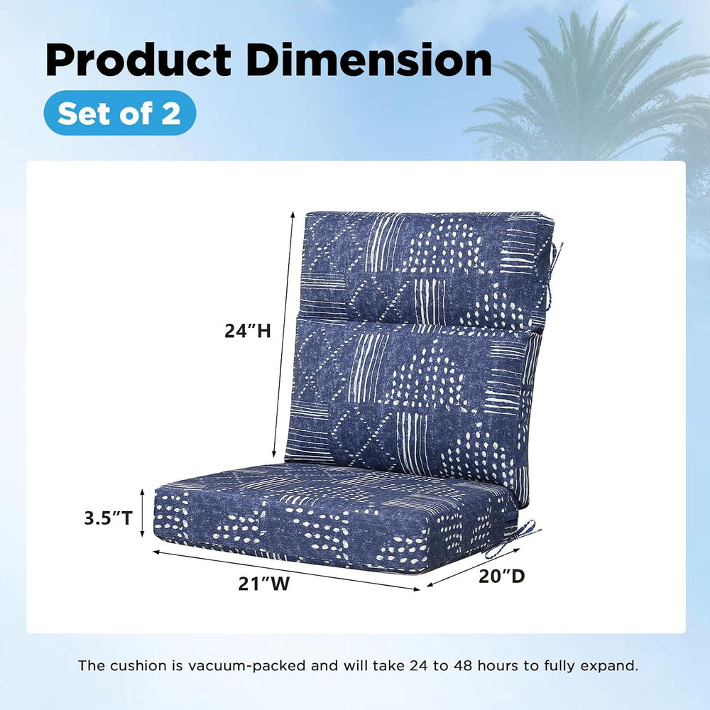 Outdoor Patio Chair Cushions 44x21x3.5 inch, Set of 2 Thicken Comfy Cushions ...