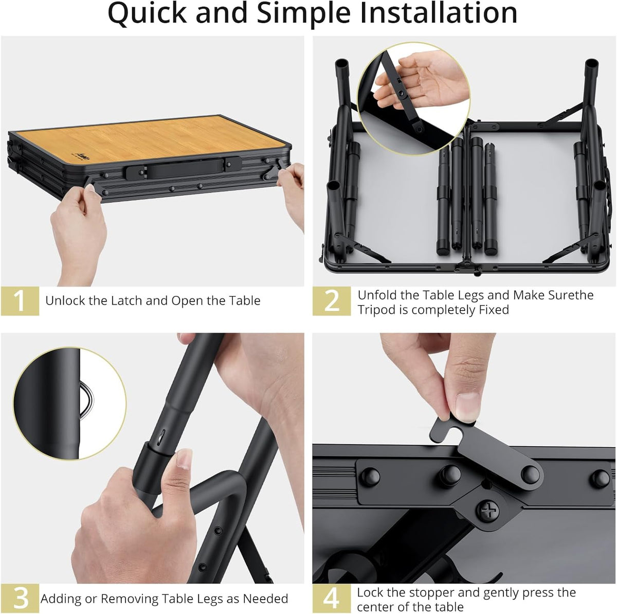 Anbte 2ft Camping Table Foldable, 24" x 16" Small Folding Table Portable
