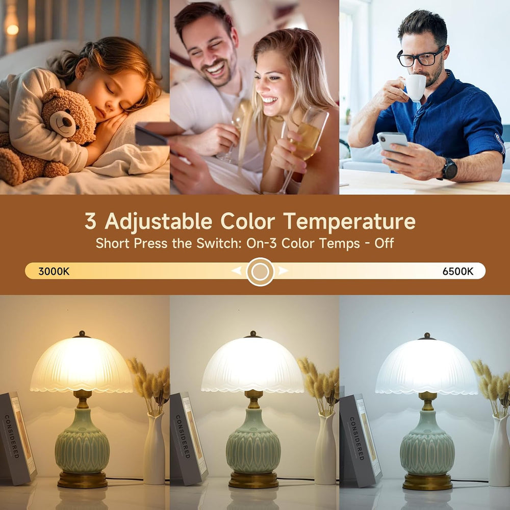 Table Lamps Ceramic Retro Lamp for Living Room,15." Modern Bedside Night...