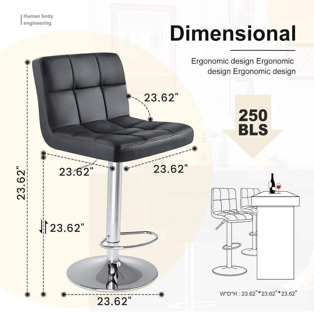 DUMOS Set of 4 Counter Height Bar Stools, 24 Inch Saddle Bar Chairs