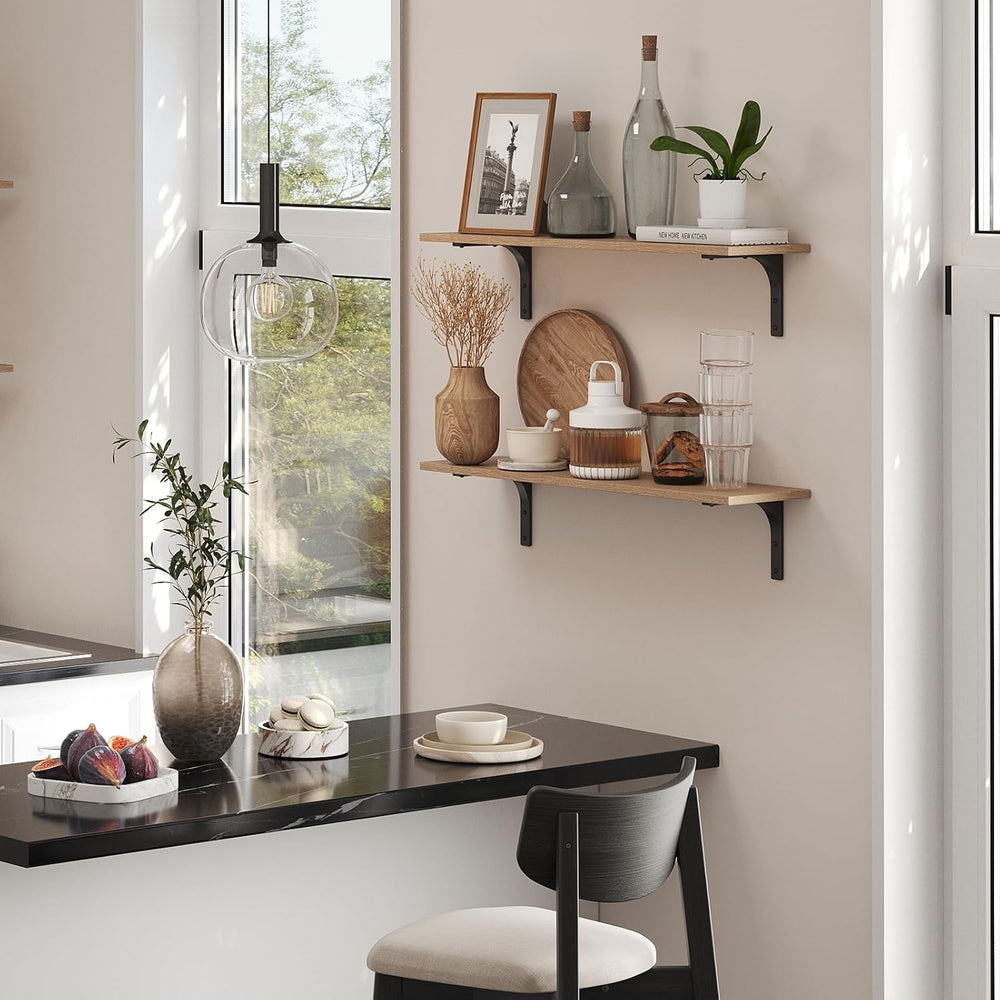DINZI LVJ Long Wall Shelves, 31.5Inch Wooden Wall Mounted Shelves, Set of 2