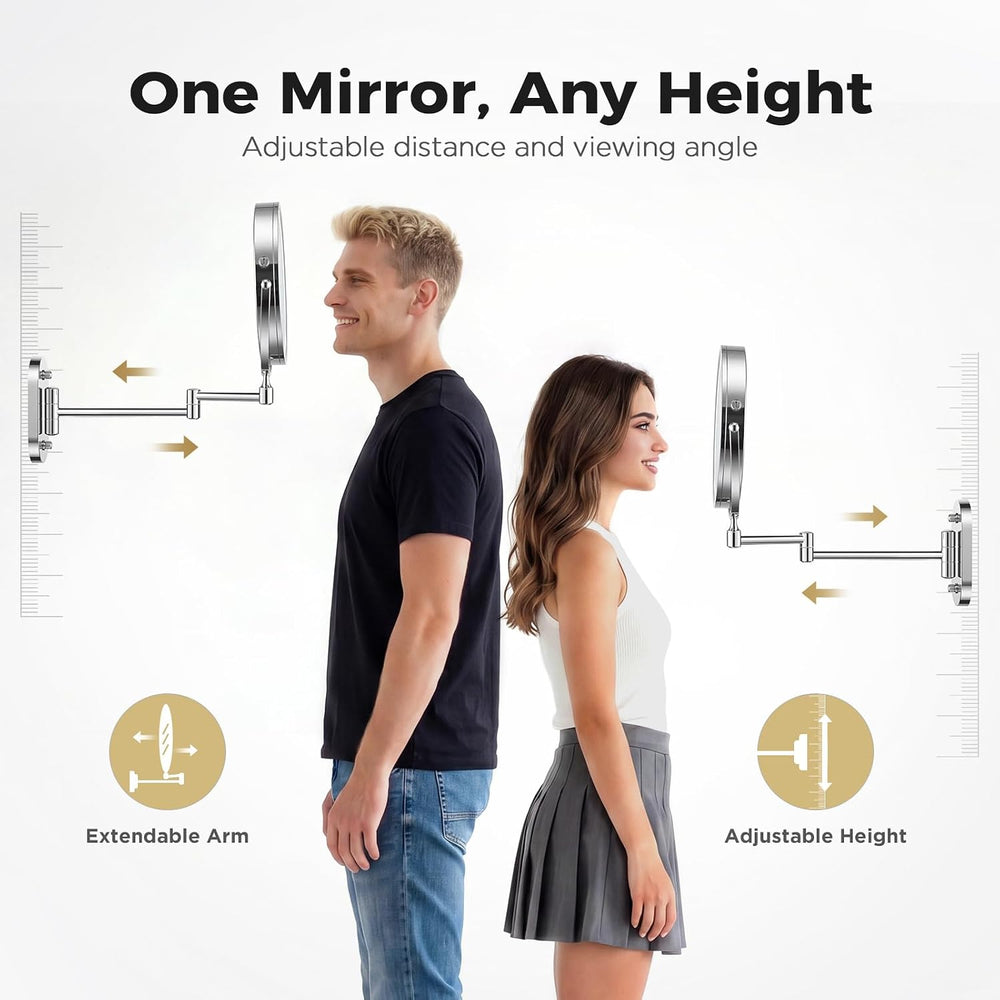 Wall Mounted Makeup Mirror, 8 Inch, 1X/30X, Rechargeable 4000mAh