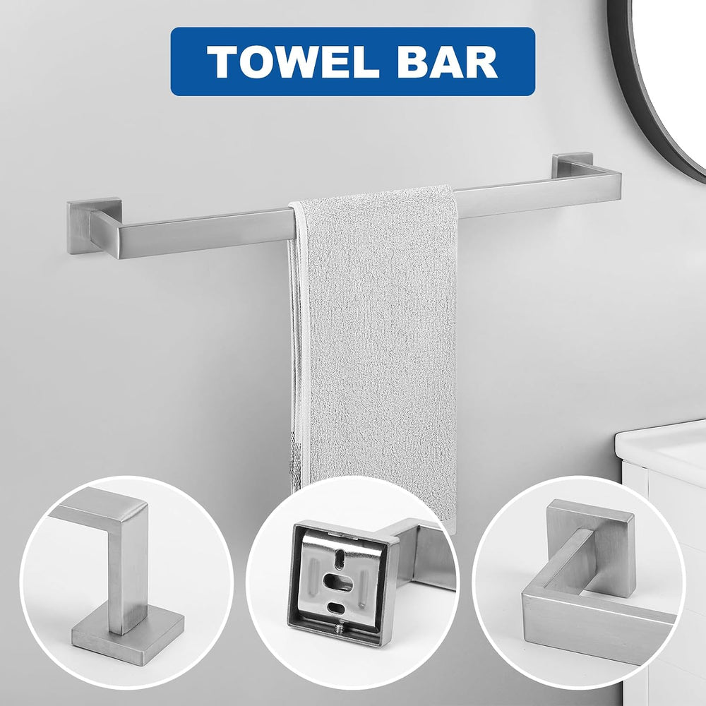 Cilee 10-Pieces Brushed Nickel Bathroom Hardware Set, 24 inch Towel Bar Set