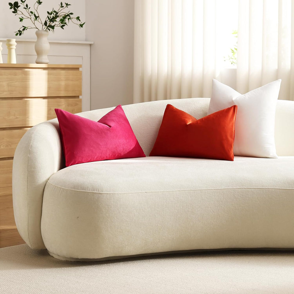 DEZENE Euro Sham Covers 26x26 Pure White: Pack of 2 Cozy Soft Velvet Square M...