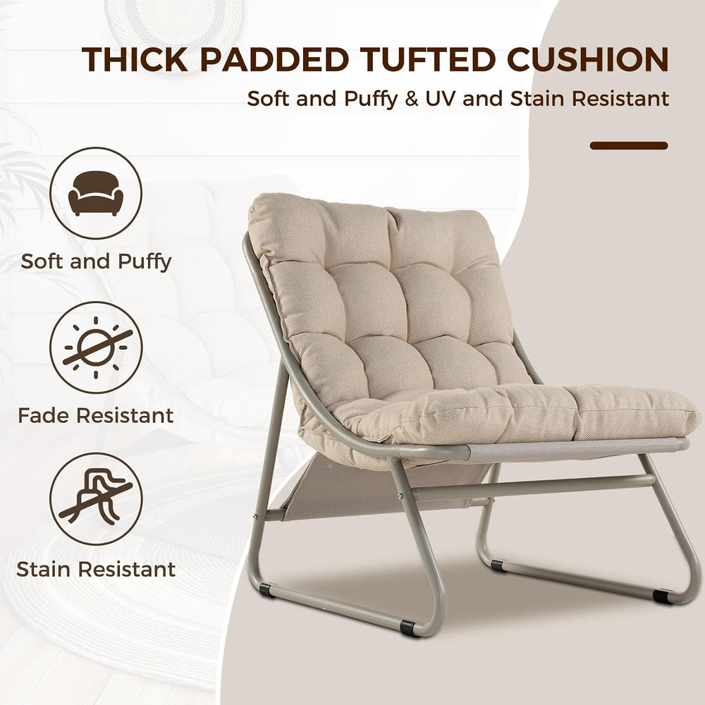 Grand patio Outdoor Lounge Chair with Footrest & Cushion, Champagne Gray