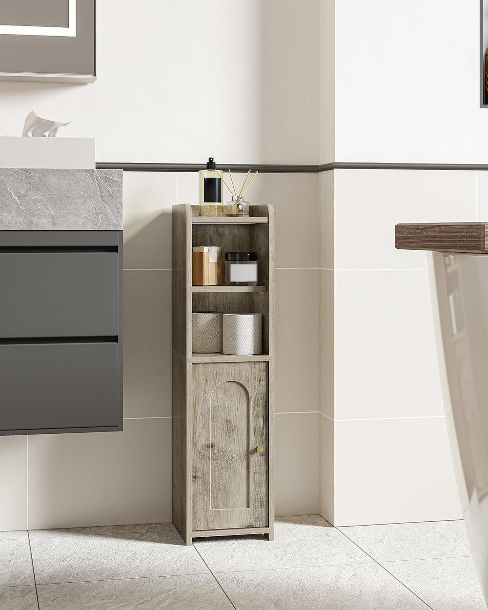 Hzuaneri Bathroom Storage Cabinet, Narrow Toilet Paper Cabinets with Doors