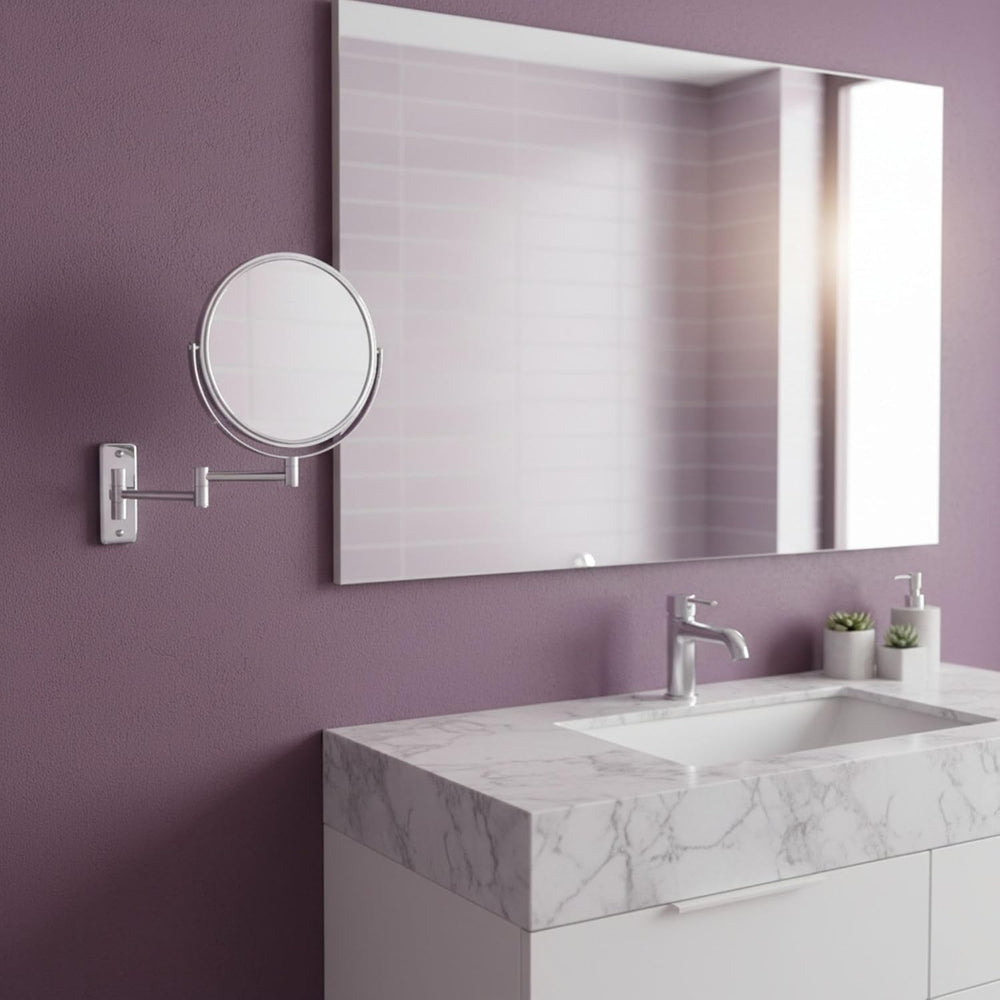 JERDON Wall-Mounted Makeup Mirror - 8X Magnification - Chrome - JP7808C