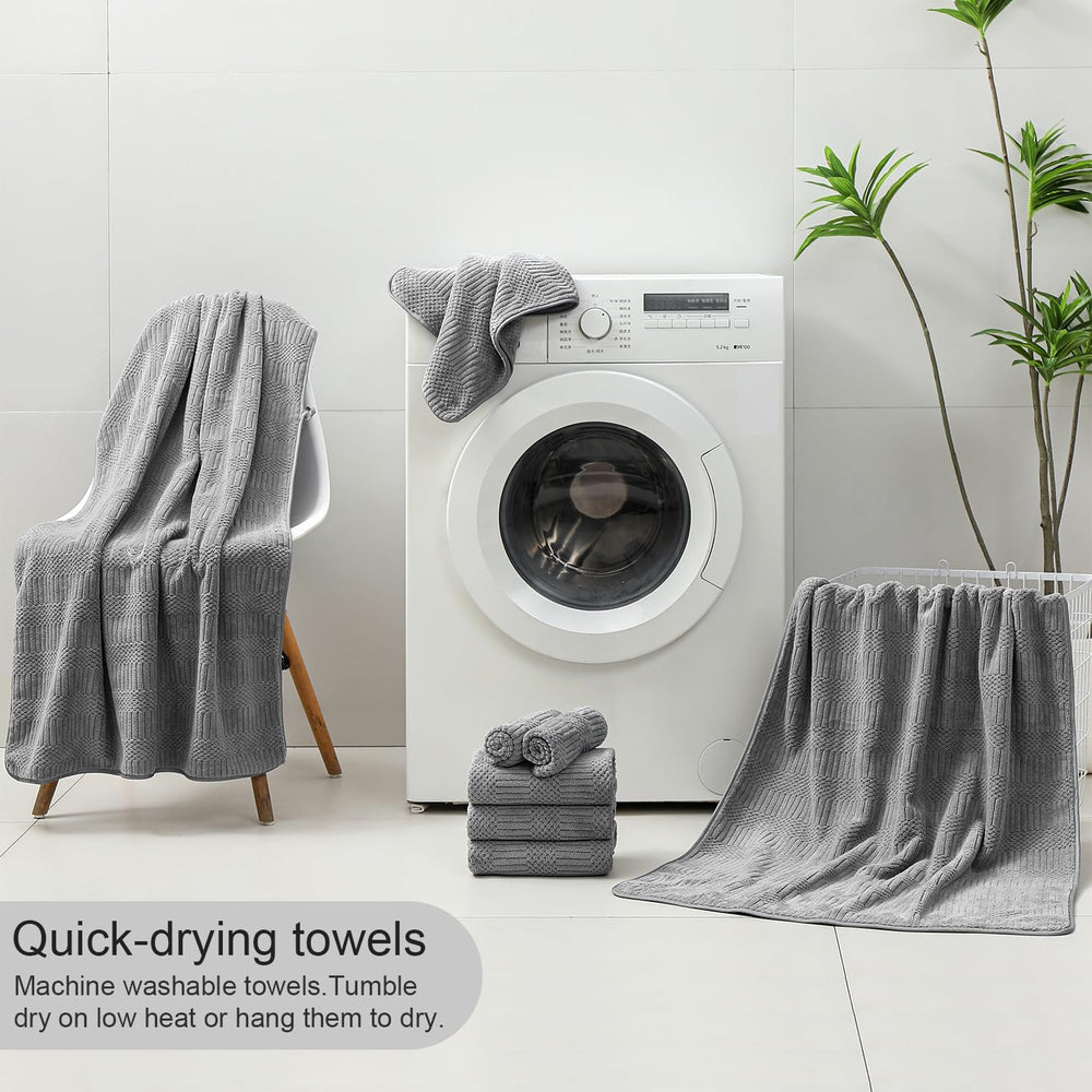 8 Piece Bath Towel Set-2 Oversized Bath Sheets(35"x70"),2 Hand Towe...