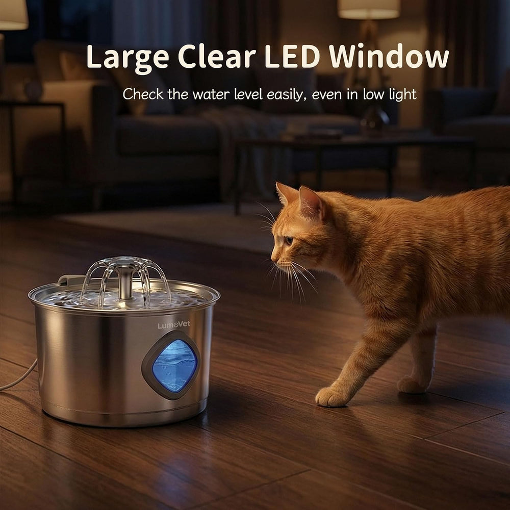 Cat Water Fountain Stainless Steel, 2.8L Quiet Dog Water Fountain