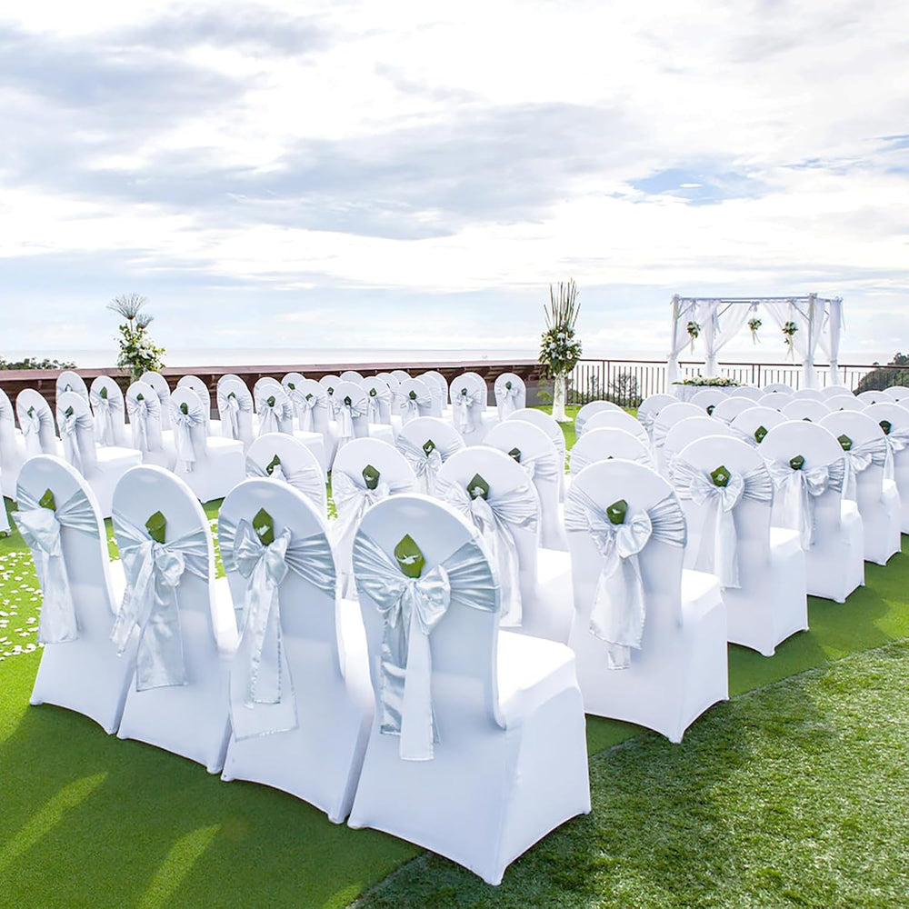 VEVOR 100 Pcs White Chair Covers Polyester Spandex Chair Cover Stretch Slipco...