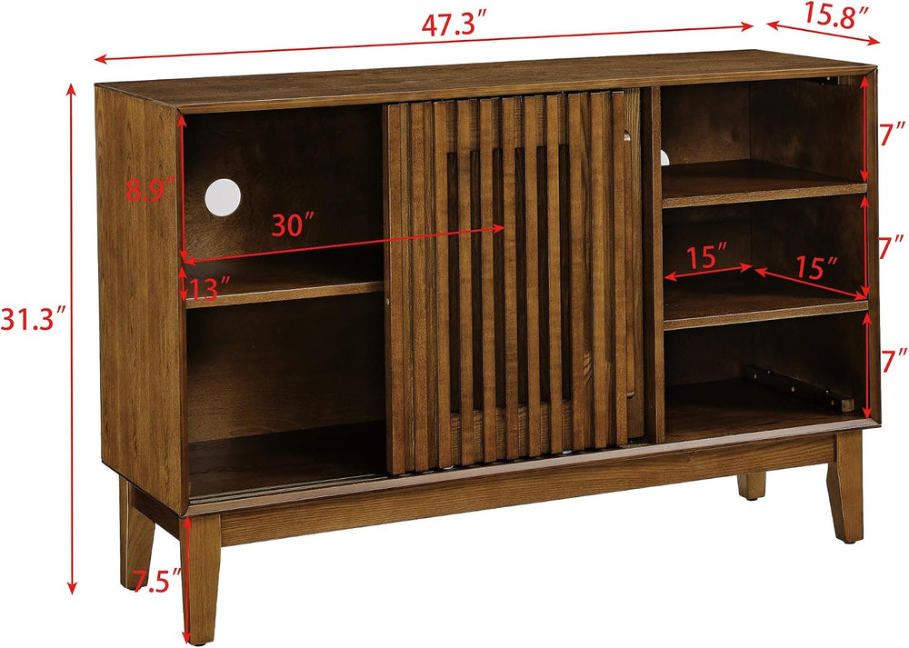 LKTART 47.3" Mid Century Modern Sideboard Buffet Cabinet with Sliding Door