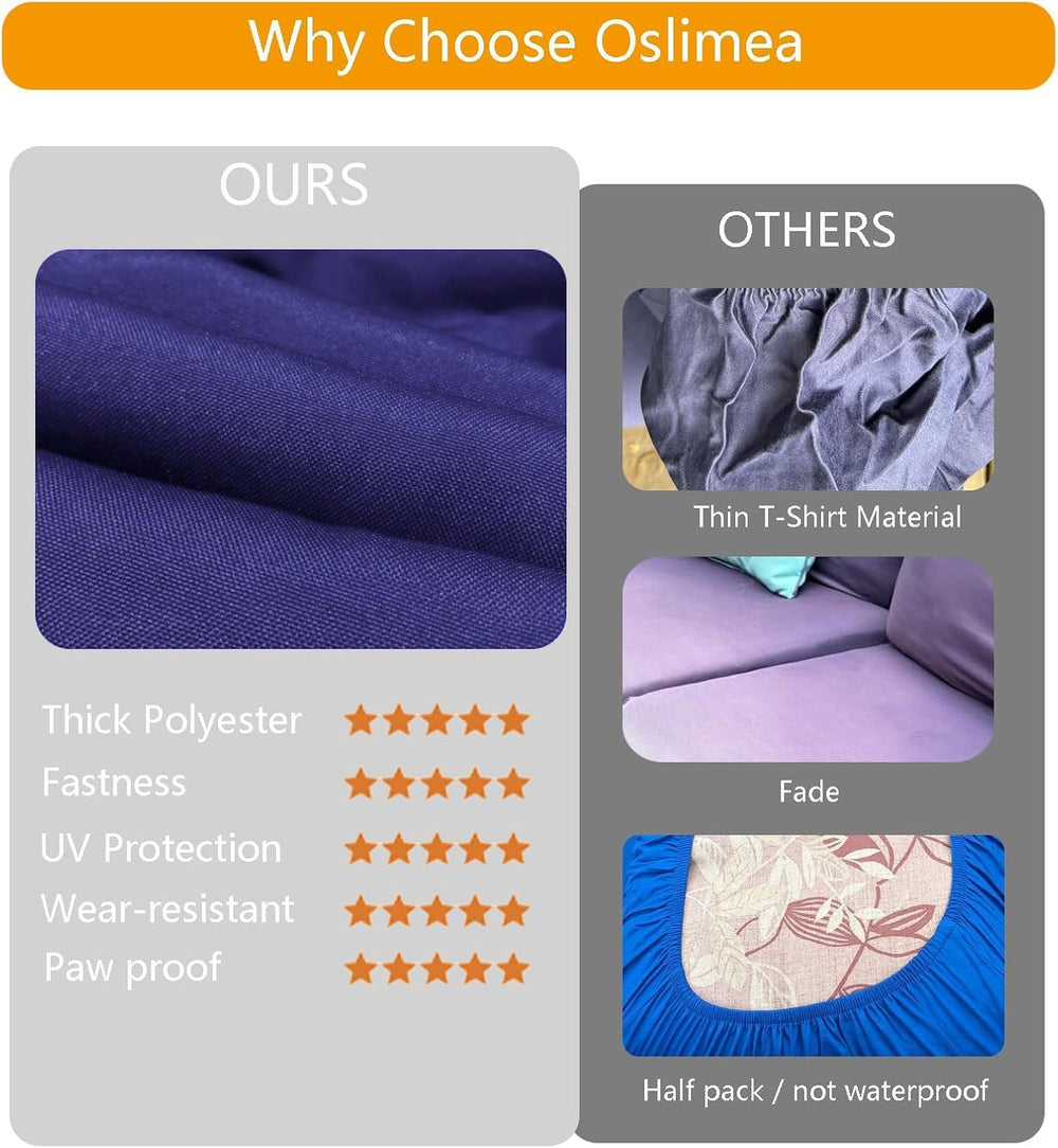 Oslimea Outdoor Cushion Covers Replacement 20x20x2 inch, Blue, 4 Pack
