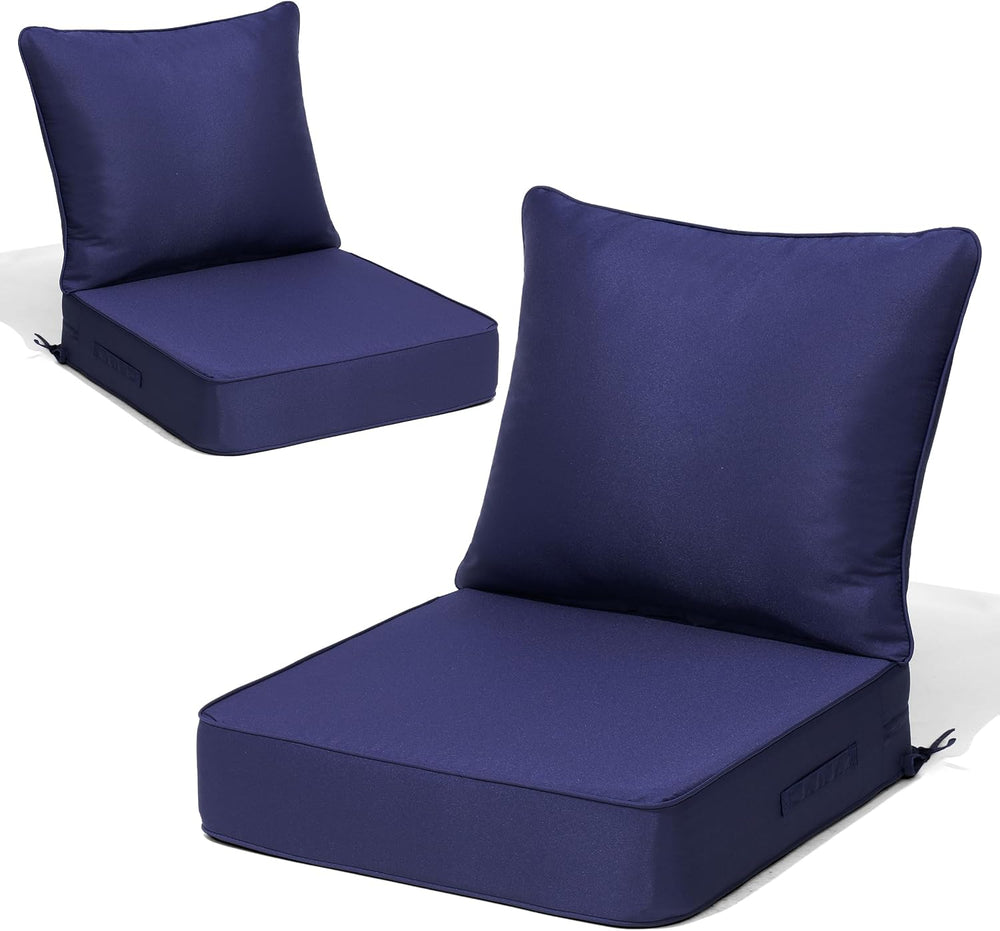 Crestlive Water Resistant Outdoor Deep Seat Cushion Set of 2, 24x24x5.5