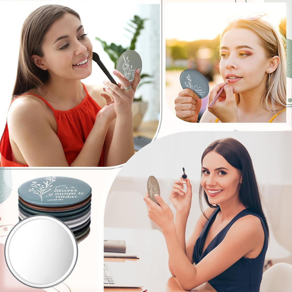 GlikCeil 80 Pcs Christian Compact Mirror Bulk for Women,Spanish Bible
