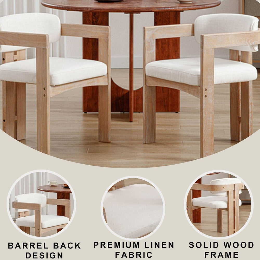 Farmhouse Dining Chairs Set of 6 Upholstered Kitchen Chair Solid Wood Side Ch...