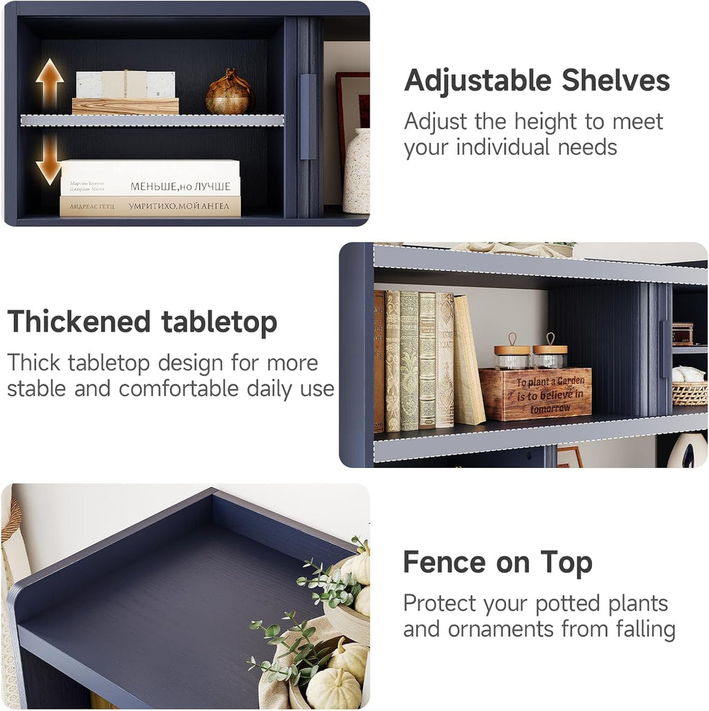 ONBRILL 44" Sideboard Buffet Cabinet with Outlet & Sliding Door, Blue