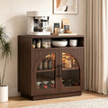 Coffee Bar Cabinet with Storage and LED Lights, Entryway Accent Cabinet