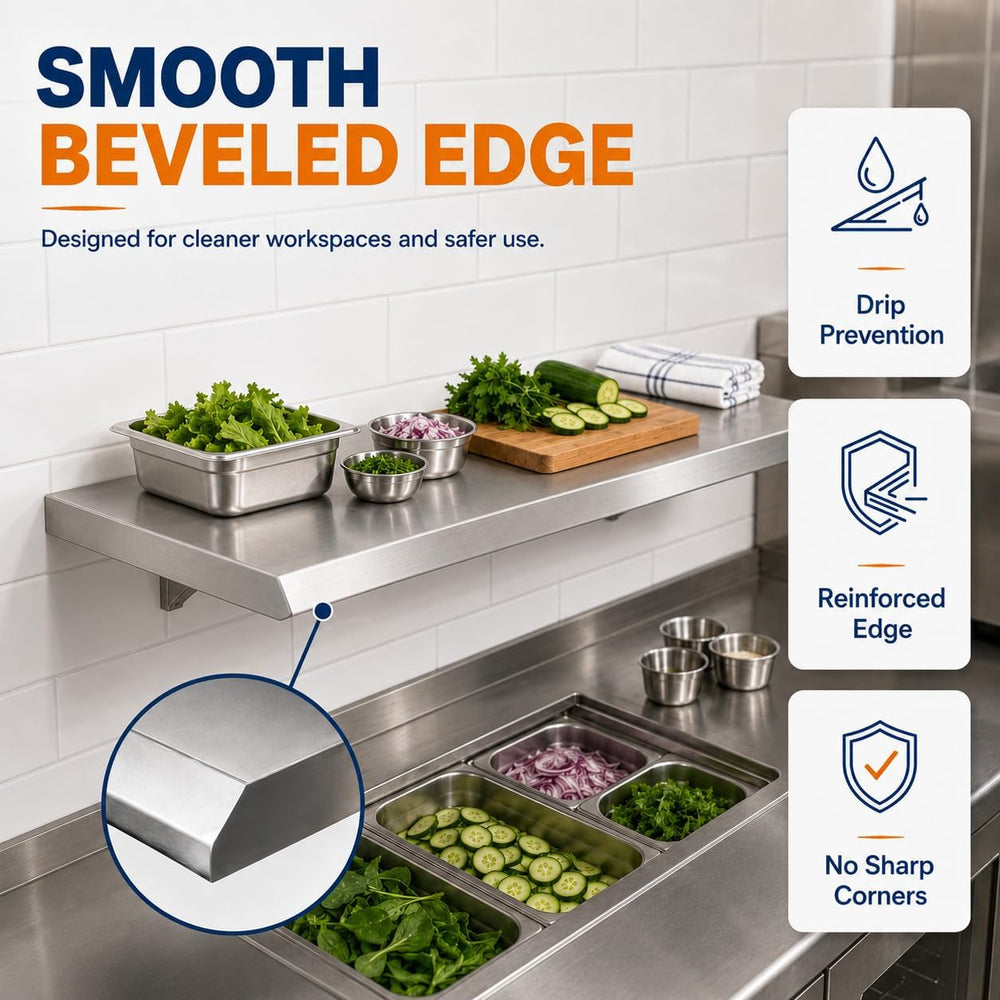 Folding Concession Shelf 24 x 12 Inch, Stainless Steel Fold Down Shelf