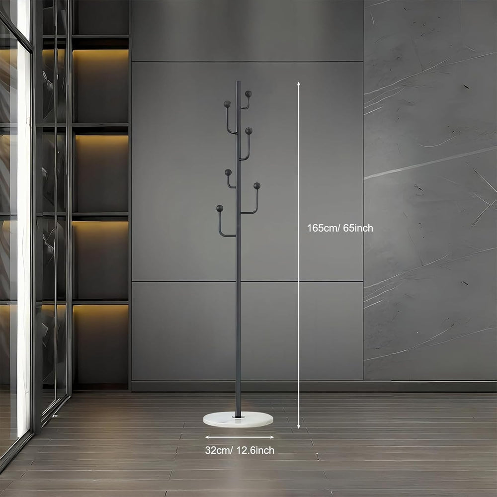 Black Cactus Metal Coat Rack Freestanding Stand with Marble Base