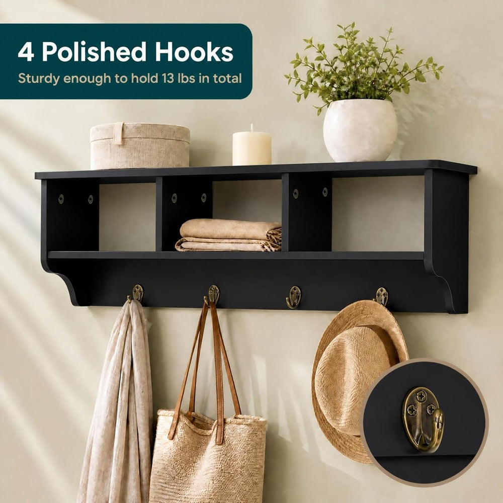 GIANTEX Coat Rack with Hooks Wall Mount, Wall Cubby Organizer with 4 Hooks