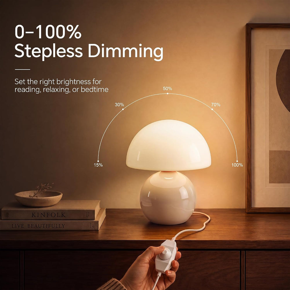 Dawnwake Mushroom Lamp Table Lamp for Bedroom-Small Desk Table Lamps,Cream