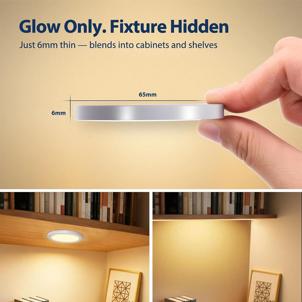 V4light Wired LED Puck Lights, 6 Pack, Plug-in Under Cabinet Lighting
