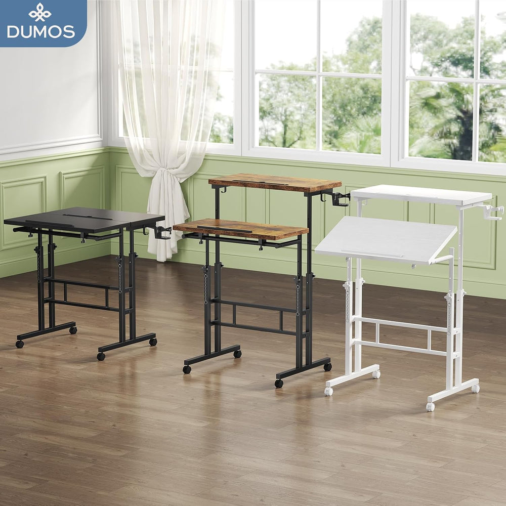 DUMOS Rolling Standing Desk, Walking Pad Desk, Split Top Computer Cart