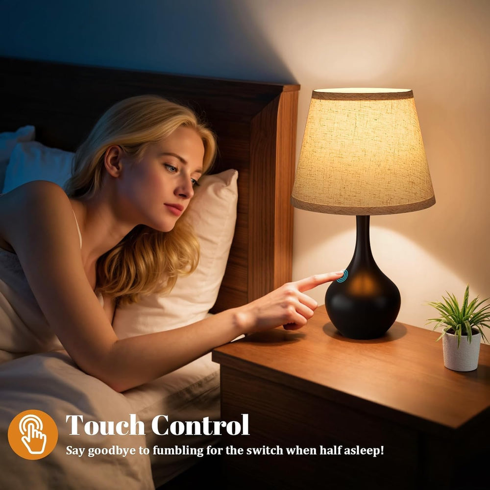 16.1" Touch Table Lamp for Nightstand, Dimmable Small Bedroom Lamp Set of 2