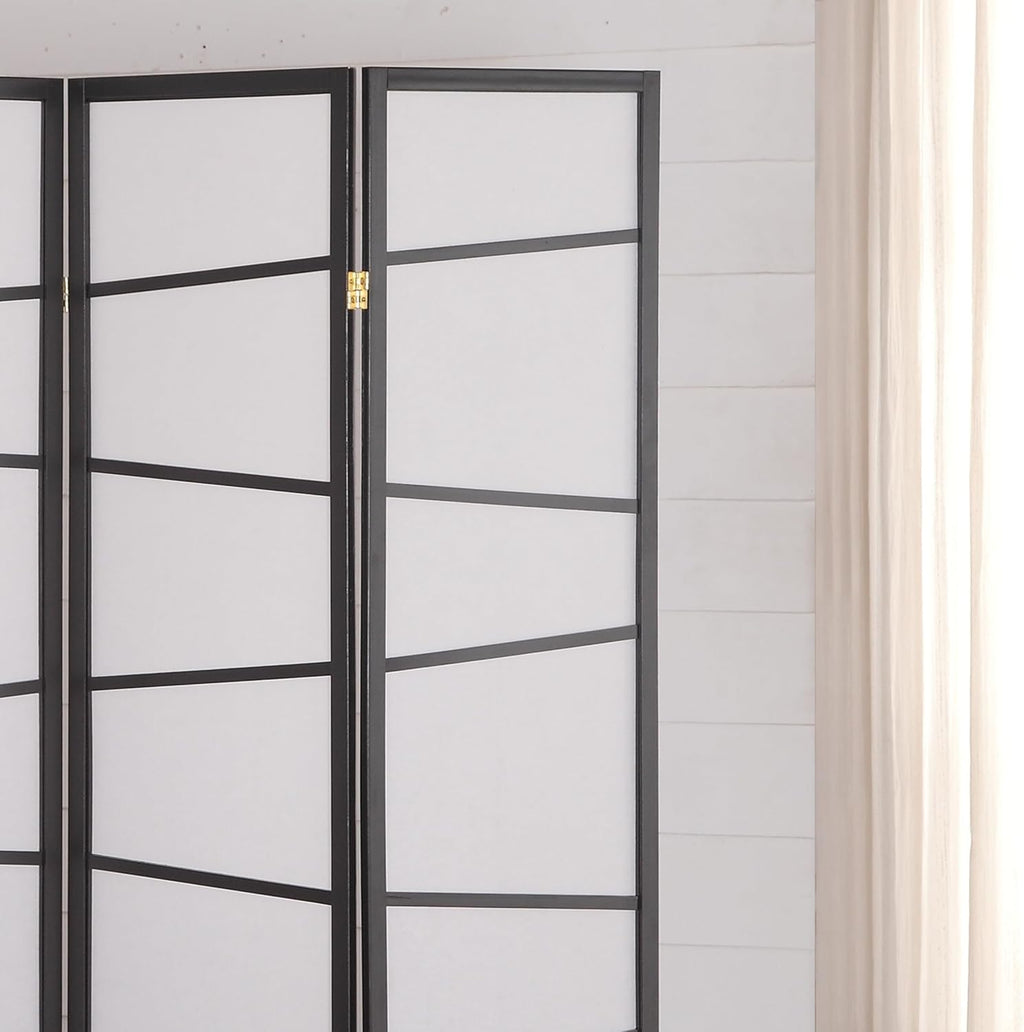 Roundhill Furniture 3-Panel Screen Room Divider, Black