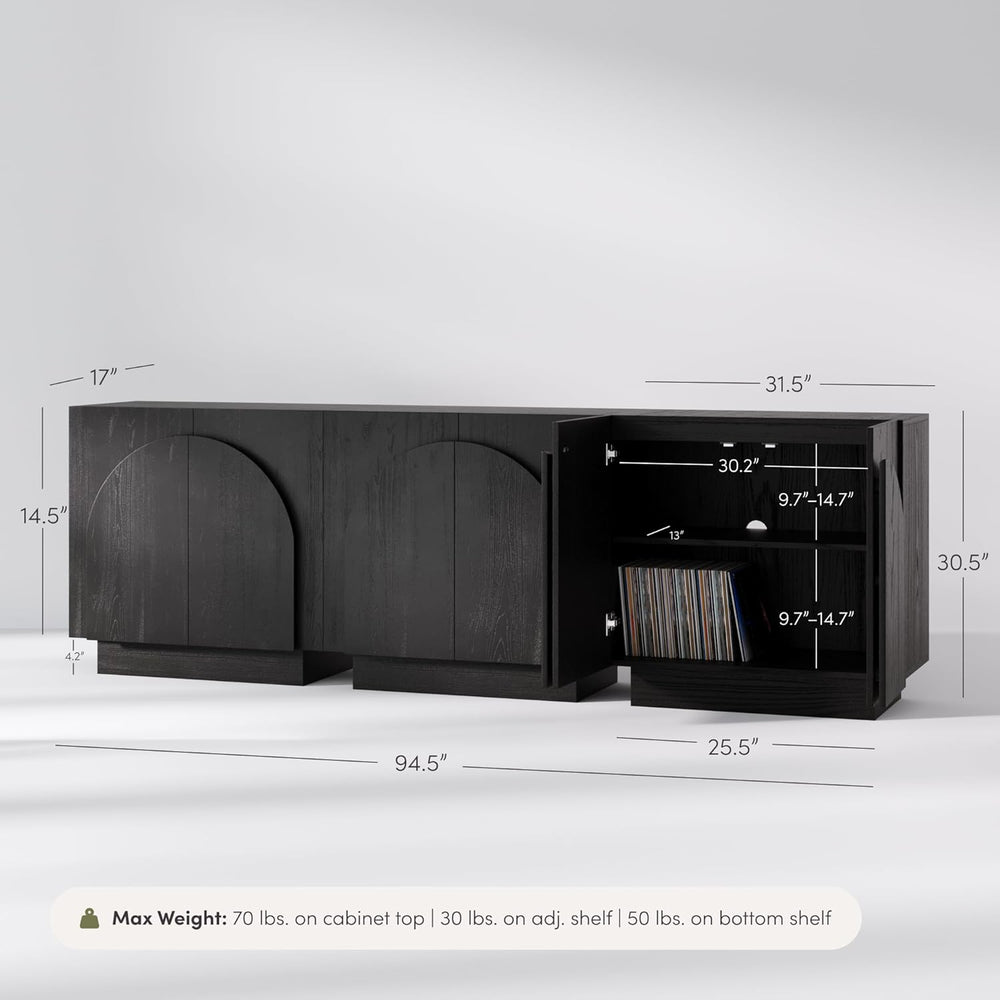 Nathan James Iris Mid-Century Modern Buffet Sideboard Credenza TV Stand, Wood...
