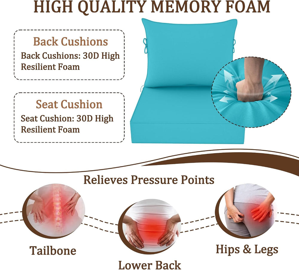 22X24-2set,Outdoor Chair Cushions, 30D High-Density Foam Patio Chair Cushions...