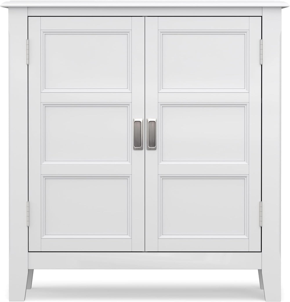 SIMPLIHOME Burlington 30" Wide Solid Wood Cabinet in White