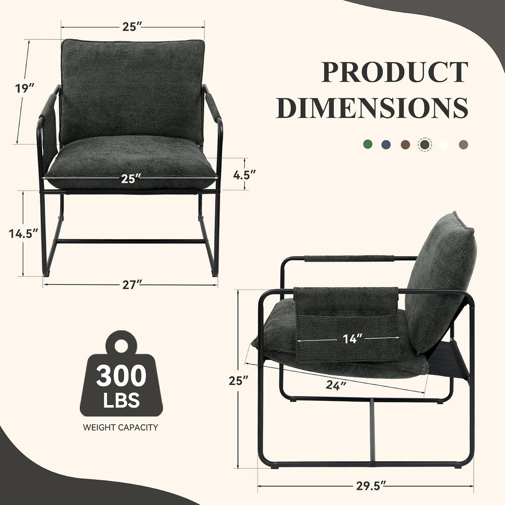 Nebuaegis Accent Chair with Metal Frame, Upholstered Living Room Chairs with ...