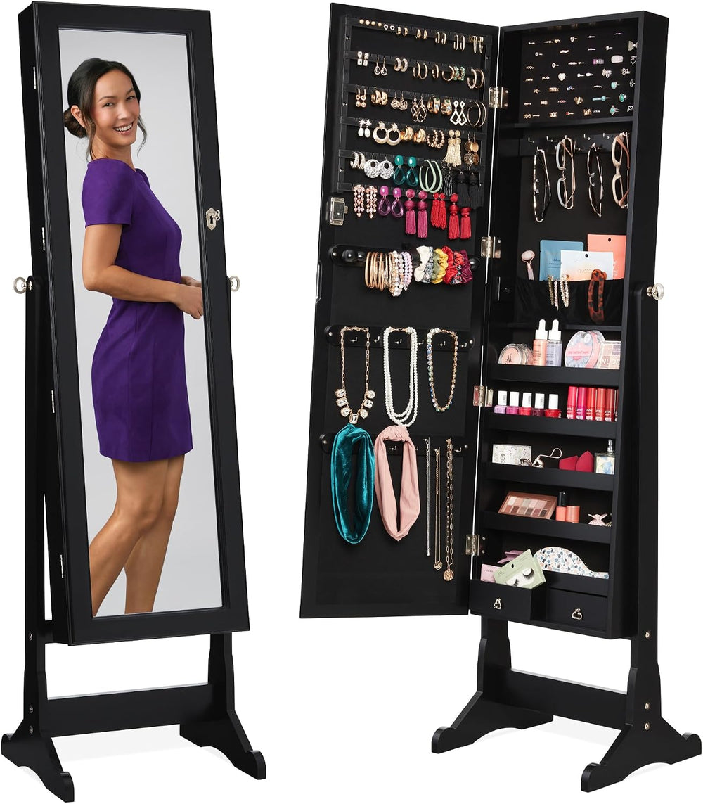 Best Choice Products Freestanding Jewelry Armoire Cabinet, Full Length Standi...