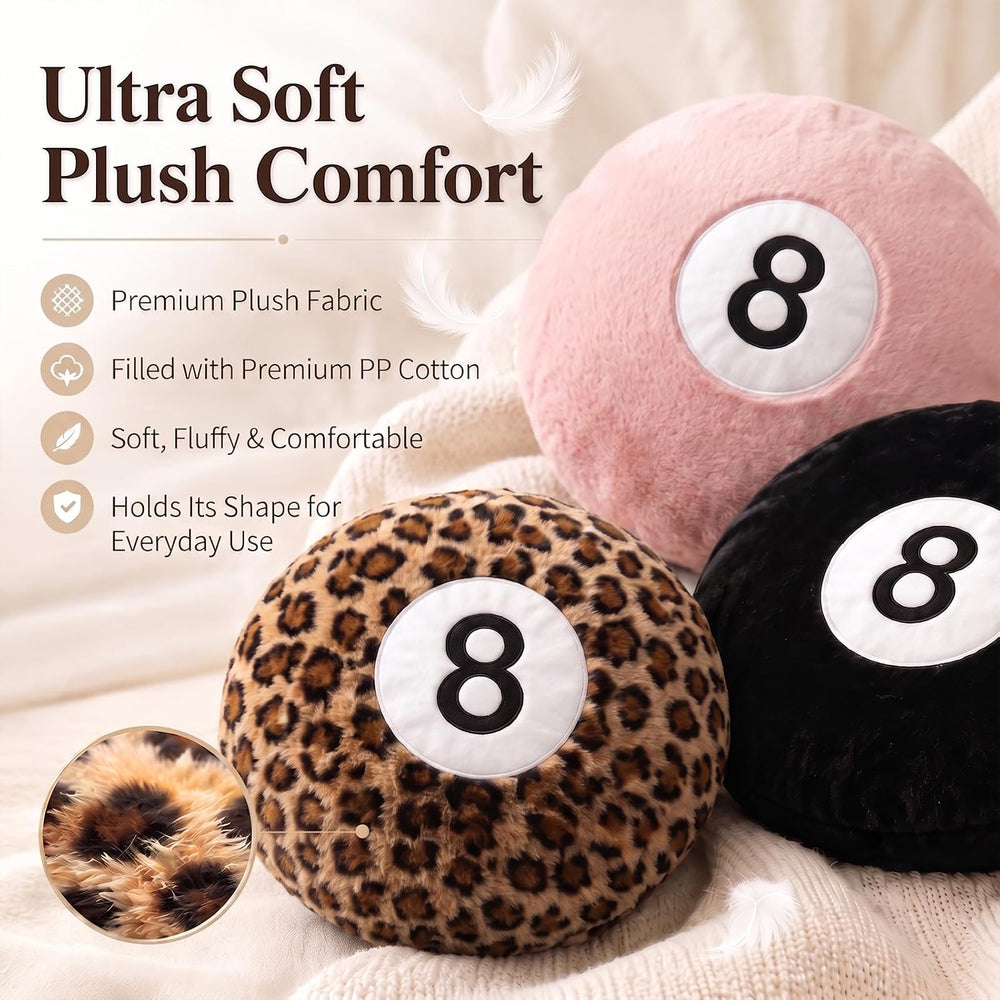 3 Pcs 8 Ball Pillow Cheetah Print Pillow, Pink & Black & Cheetah