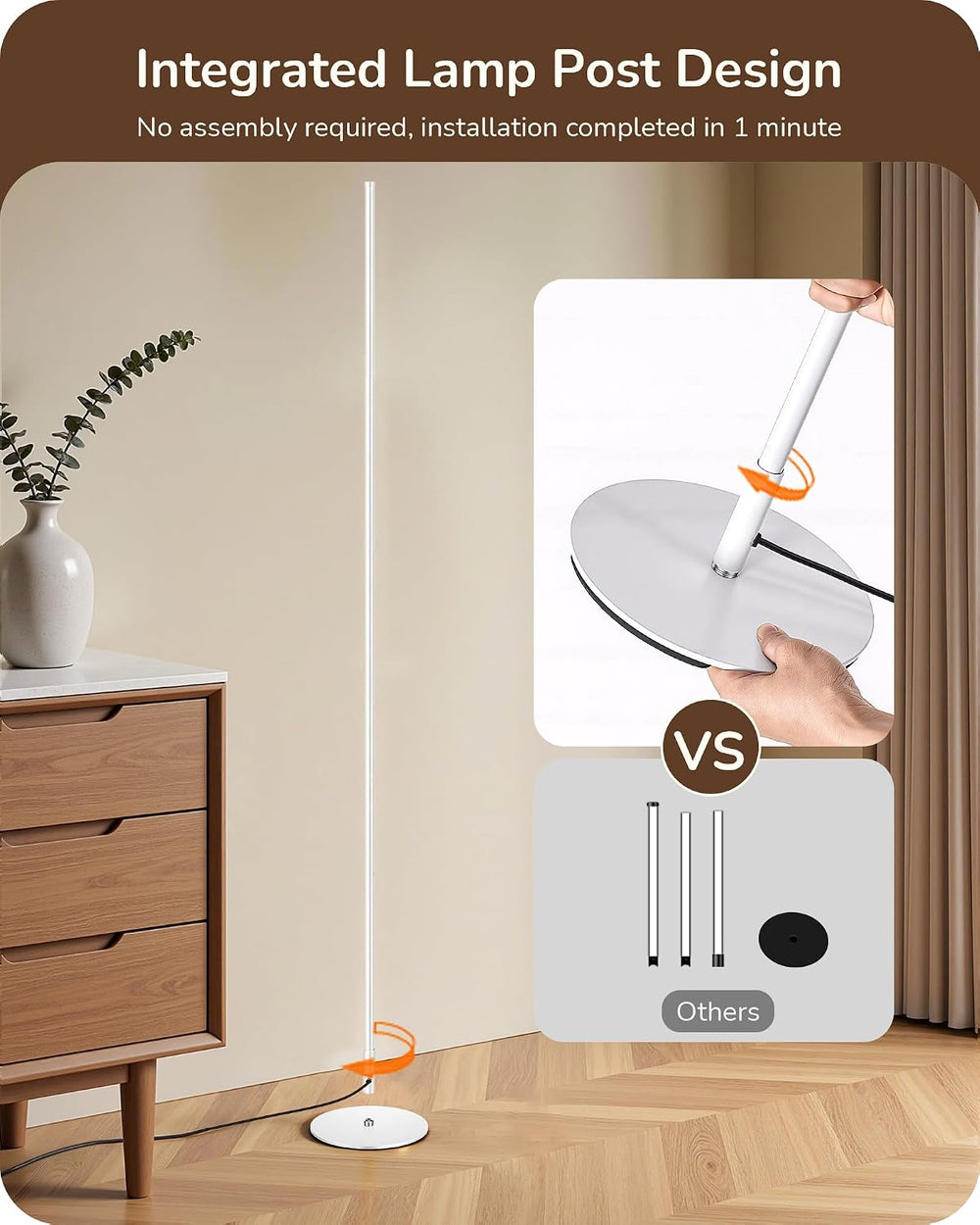 EDISHINE 2 Pack 57.5” Floor Lamps with Remote, Stepless Dimmable & 7 CCT