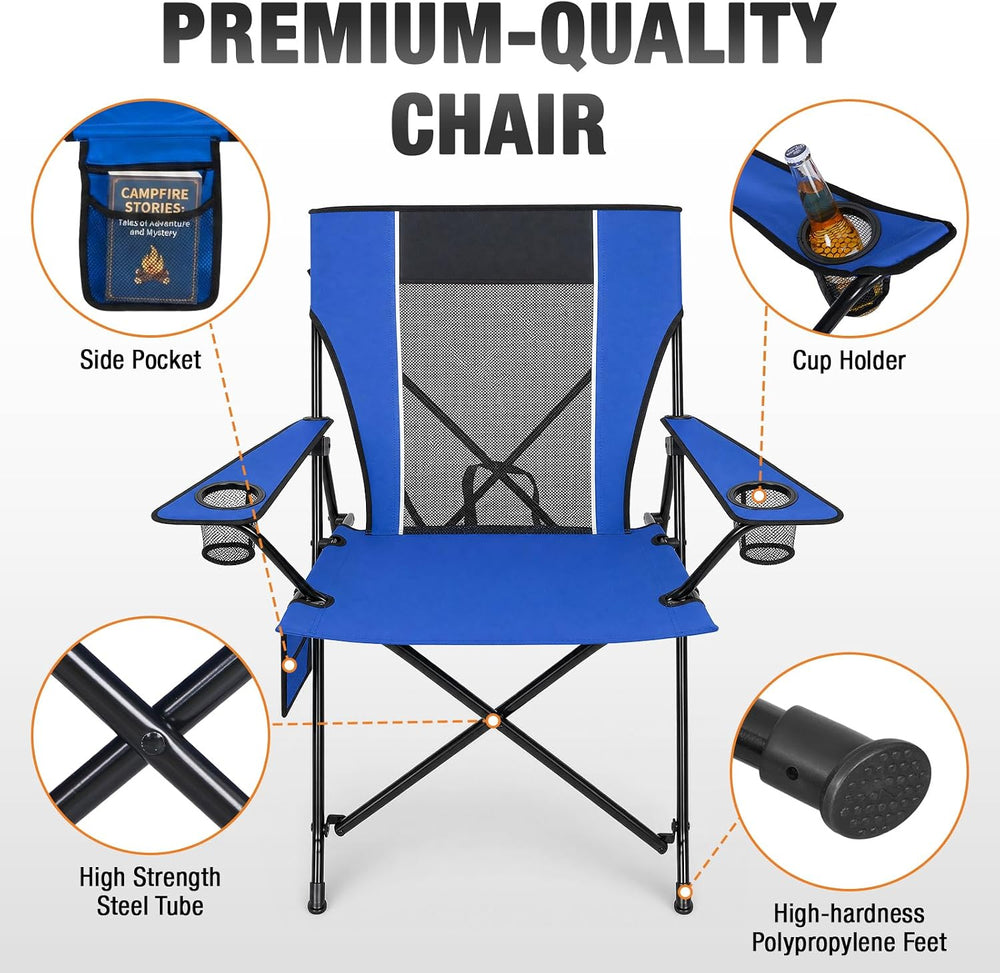 Romswi Oversized Portable Folding Camping Chair for Adults, Heavy Duty Outdoo...
