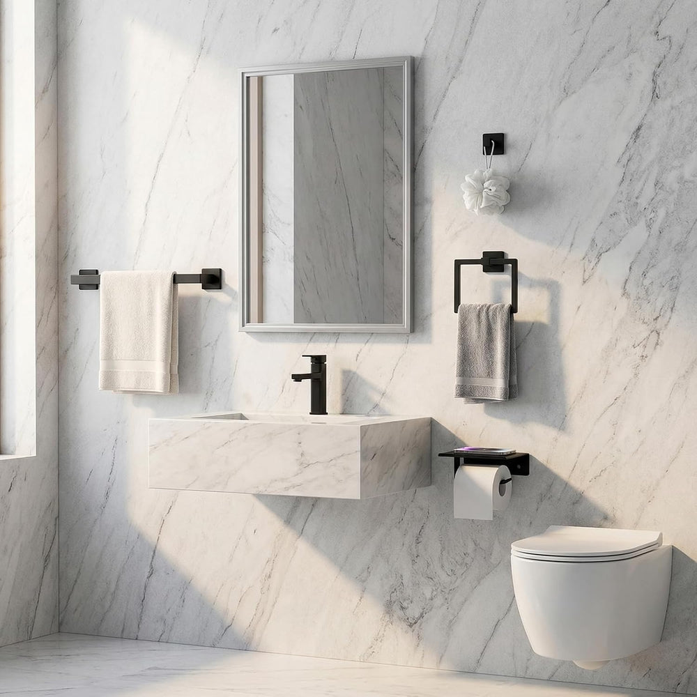 Tudoccy 10-Piece Matte Black Bathroom Hardware Set, 24in SUS304
