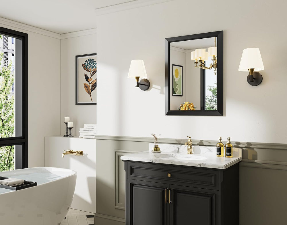Briivue Black Metal Framed Bathroom Wall Mirror, 22x30 Inch
