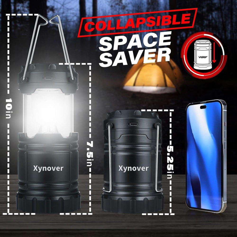 4-Pack Solar Camping Lanterns,Rechargeable LED with USB/Solar/AA Battery,Magn...