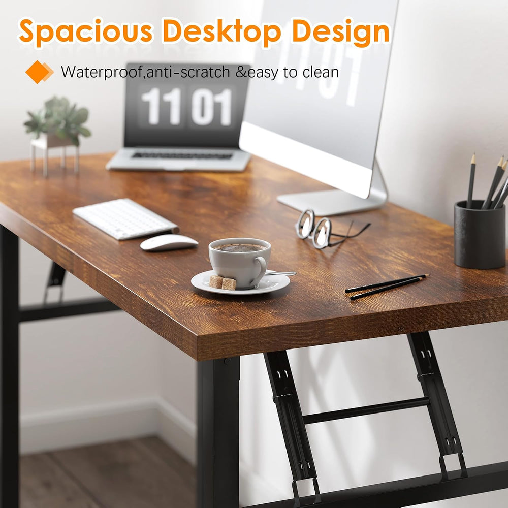 Need Small Folding Computer Desk, 31.5 Inch Writing Table, Rustic Brown