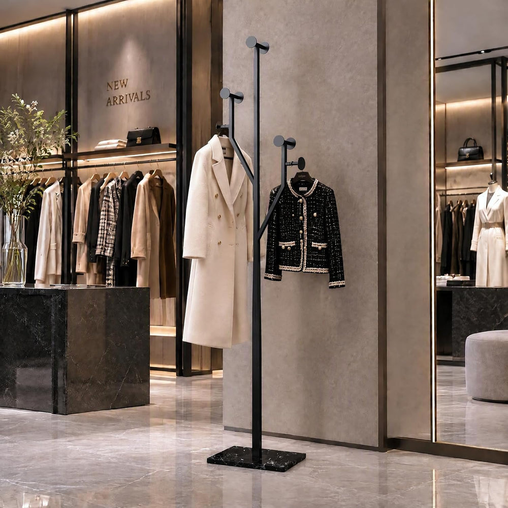 Modern Black Coat Racks Freestanding with 8 Hooks, Coat Tree for Entryway