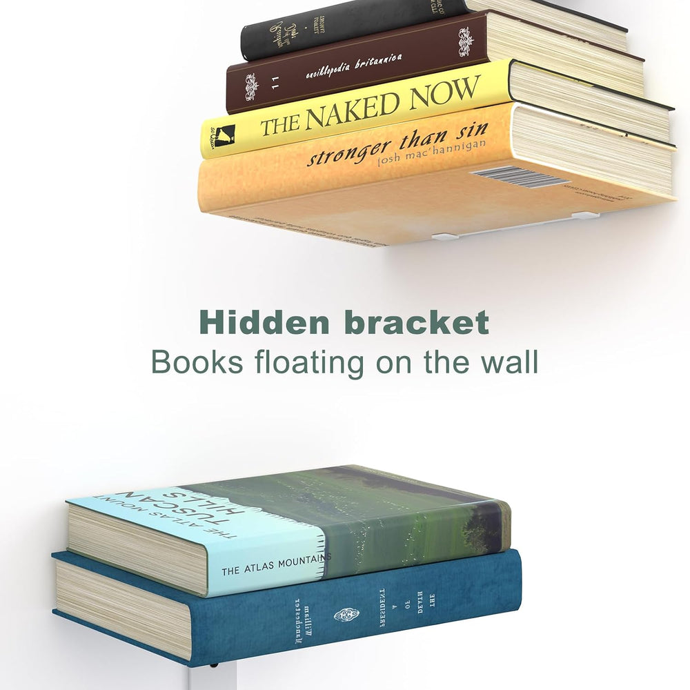 Mefirt Invisible Floating Bookshelves for Wall, 6 Tier Vertical Spine Book To...