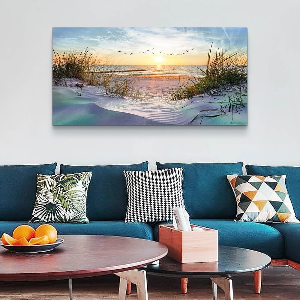 Wapluam Canvas Wall Art For Living Room Wall Decor For Bedroom Blue Sea Beach...