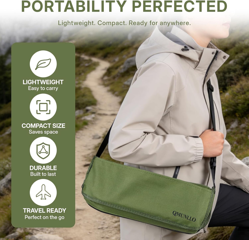 Portable 16.5" Extra Large Folding Stool, Folds into a Carry Bag(Green)